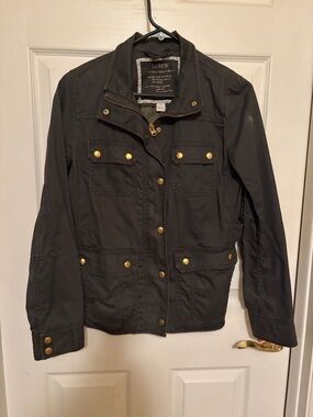 J. Crew Women's Dark Green  Utility Jacket with Gold Hardware